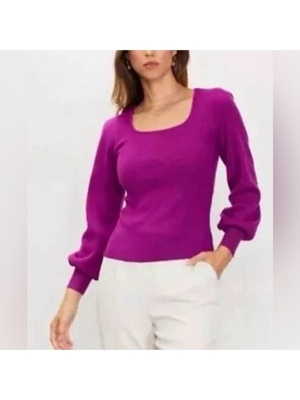 NEW Orchid Square Neck Sweater new with tags plum purple classy
